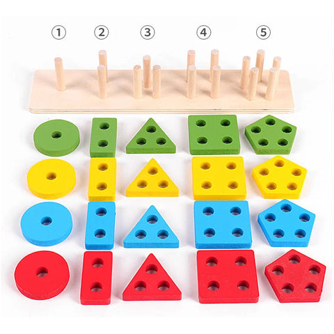 Montessori Wooden Shape Color Sorter Toddler Toy