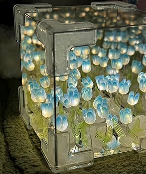 Hot Creative Tulip Sea Night Light Handmade DIY Material Mirror Bouquet Gift for Women's Birthday Gift Couple