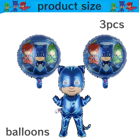 PJ Masks Birthday Party Decor Connor Disposable Tableware Tablecloth Plate Gift Bag Amaya Ballon Baby Shower Kids Party Supplies