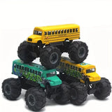 Model Pullback Action Toy Monster Truck Alloy Big Wheels Play Vehicle Car Gifts for Boys Girls Monster School Bus Die Cast Metal