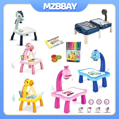 Kids LED Projector Drawing Table Toys Art Painting Desk Educational Learning Toys Cultivate Kids Painting Interest Learning Toys