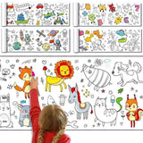 90cm Animal Children's Drawing Roll DIY Coloring Paper Roll Color Filling Graffiti Paper-cut for Kids Painting Educational Toys