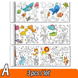 90cm Animal Children's Drawing Roll DIY Coloring Paper Roll Color Filling Graffiti Paper-cut for Kids Painting Educational Toys