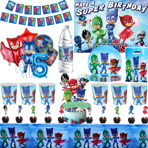 PJ Masks Birthday Party Decor Connor Disposable Tableware Tablecloth Plate Gift Bag Amaya Ballon Baby Shower Kids Party Supplies